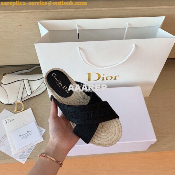 Replica Dior Granville Mule Black Embroidered Cotton KCQ392 7