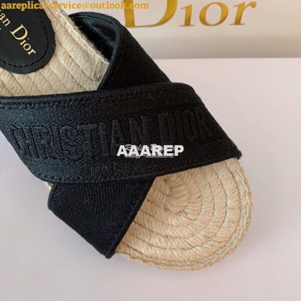 Replica Dior Granville Mule Black Embroidered Cotton KCQ392 8