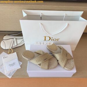 Replica Dior Granville Mule Cream Embroidered Cotton KCQ392 2