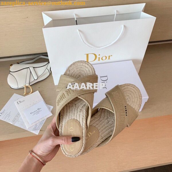 Replica Dior Granville Mule Cream Embroidered Cotton KCQ392 5