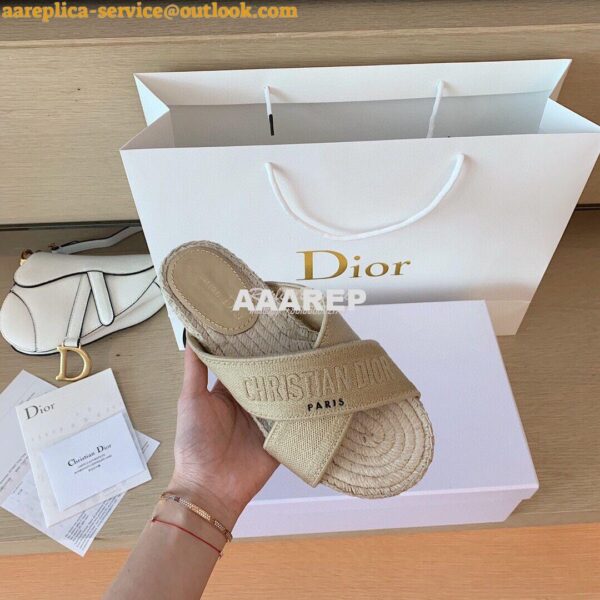 Replica Dior Granville Mule Cream Embroidered Cotton KCQ392 6