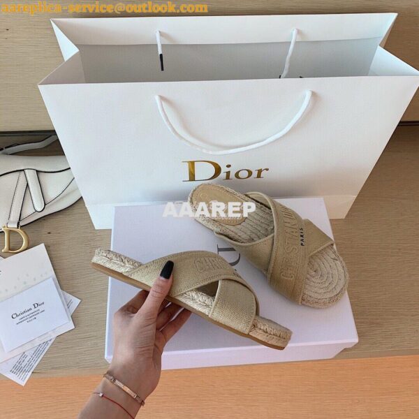 Replica Dior Granville Mule Cream Embroidered Cotton KCQ392 7