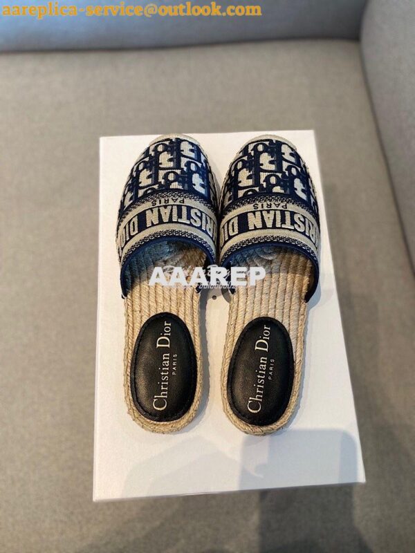 Replica Dior Granville Mule DarkBlue Oblique Embroidered KCB593 5