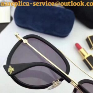 Replica Gucci Black Aviator Metal Sunglasses 2