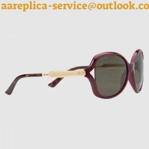 Replica Gucci Burgundy Frame Acetate and Metal Sunglasses