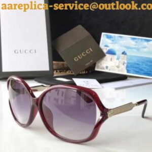 Replica Gucci Burgundy Frame Acetate and Metal Sunglasses 2