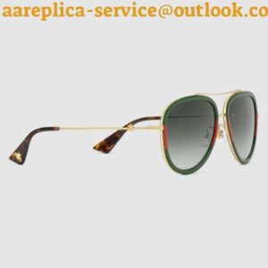 Replica Gucci Green Aviator Metal Sunglasses