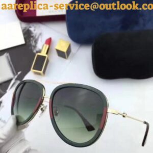 Replica Gucci Green Aviator Metal Sunglasses 2