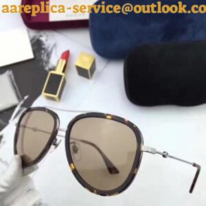 Replica Gucci Tortoiseshell Aviator Metal Sunglasses 2