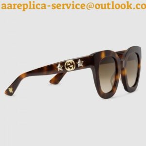 Replica Gucci Tortoiseshell Round-frame Acetate Sunglasses With Star