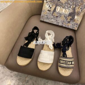 Replica Dior Granville Mule Espadrille With Laces KDB596 Black