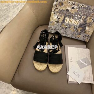 Replica Dior Granville Mule Espadrille With Laces KDB596 Black 2