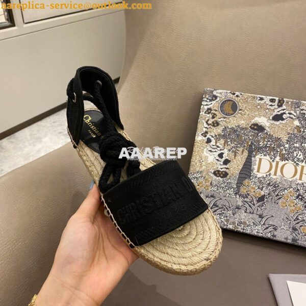 Replica Dior Granville Mule Espadrille With Laces KDB596 Black 5