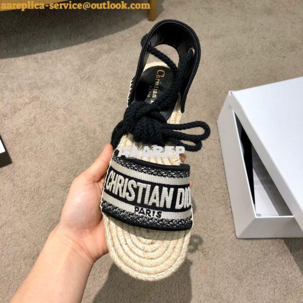 Replica Dior Granville Mule Espadrille With Laces KDB596 Black Embroid 5