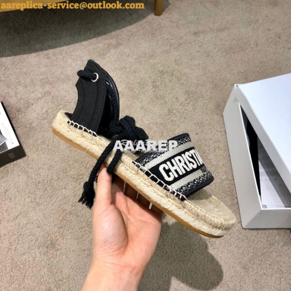 Replica Dior Granville Mule Espadrille With Laces KDB596 Black Embroid 6