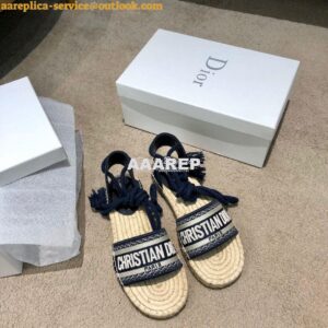 Replica Dior Granville Mule Espadrille With Laces KDB596 Blue 2