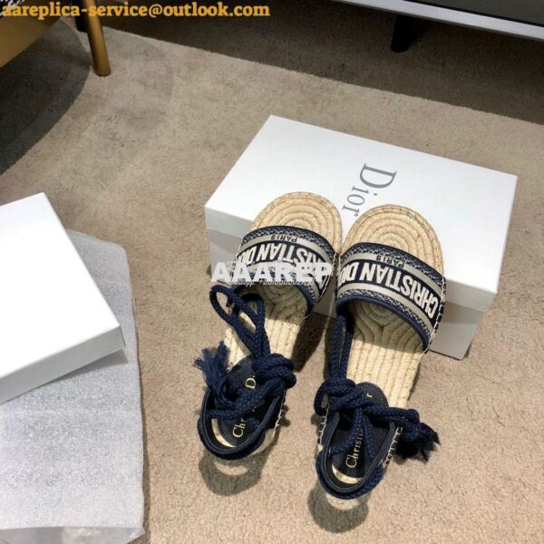 Replica Dior Granville Mule Espadrille With Laces KDB596 Blue 6