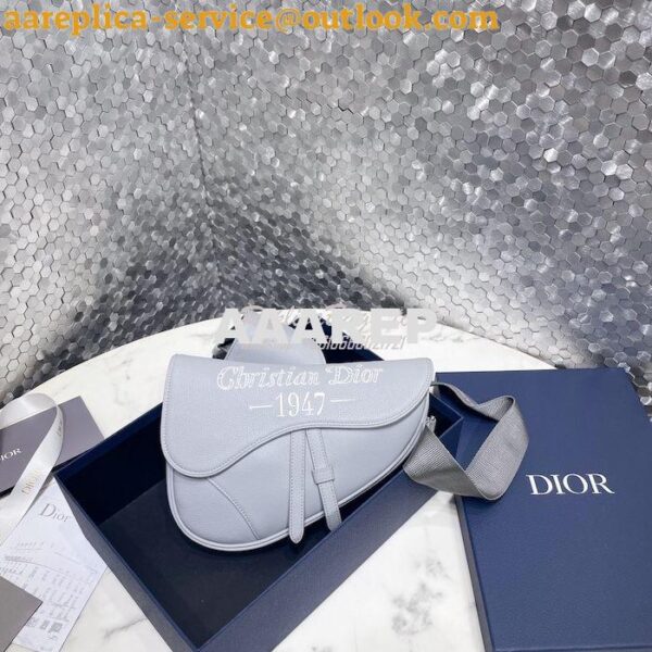 Replica Dior Saddle Bag Gray Grained Calfskin with 'Christian Dior 194 3