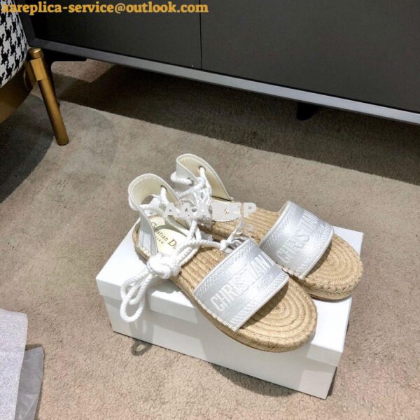 Replica Dior Granville Mule Espadrille With Laces KDB596 White 3