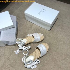 Replica Dior Granville Mule Espadrille With Laces KDB596 White 2