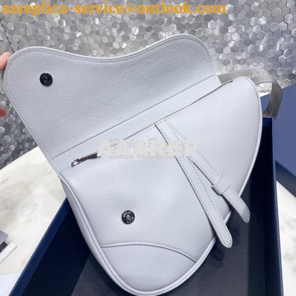 Replica Dior Saddle Bag Gray Grained Calfskin with 'Christian Dior 194 9