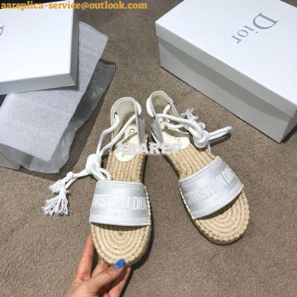 Replica Dior Granville Mule Espadrille With Laces KDB596 White 6