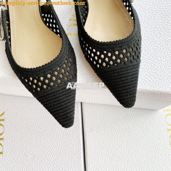 Replica Dior J'adior Slingback Pump Black Mesh Embroidery KCP882 6