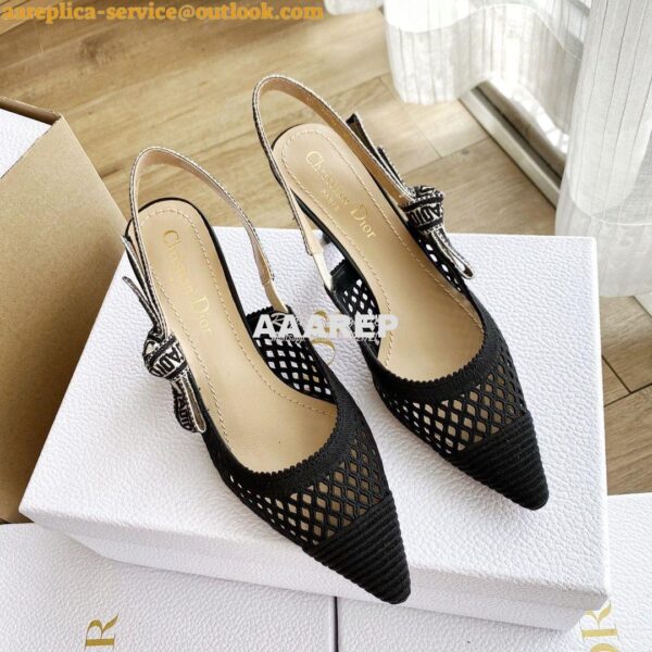 Replica Dior J'adior Slingback Pump Black Mesh Embroidery KCP882 10