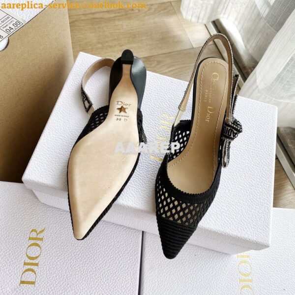 Replica Dior J'adior Slingback Pump Black Mesh Embroidery KCP882 12