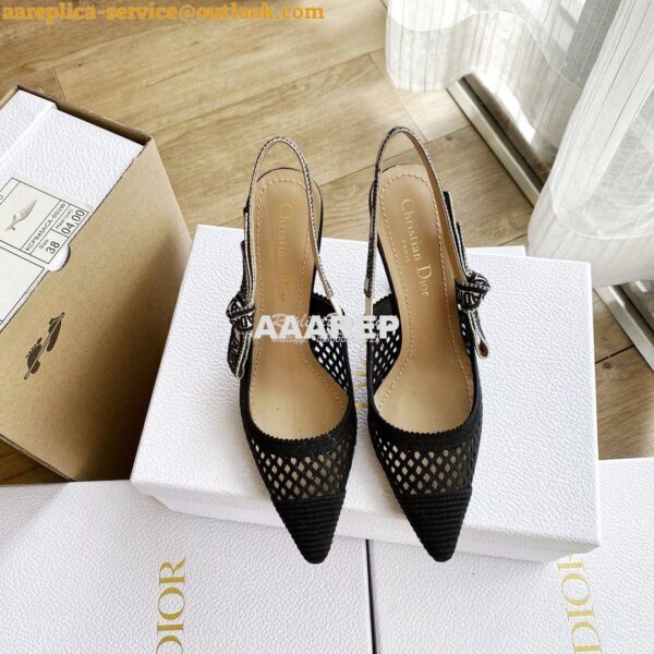 Replica Dior J'adior Slingback Pump Black Mesh Embroidery KCP882 14