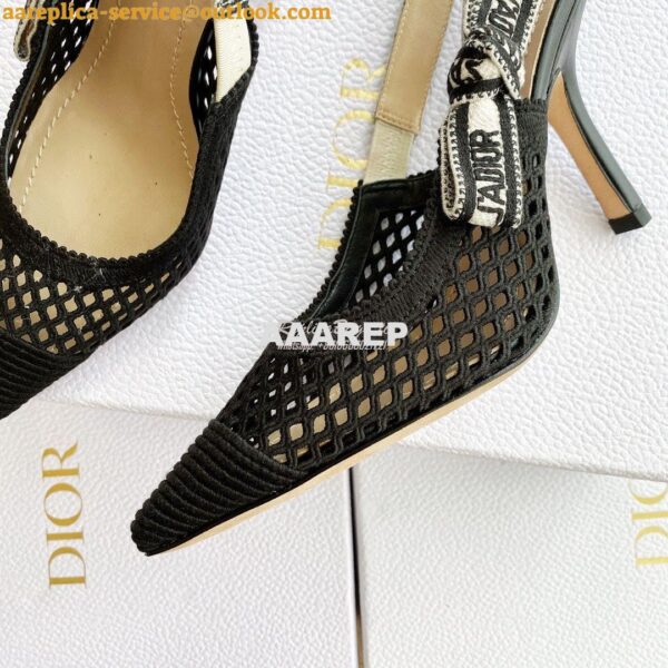 Replica Dior J'adior Slingback Pump Black Mesh Embroidery KCP882 16