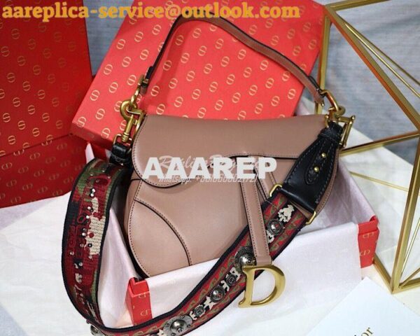 Replica Dior Saddle Bag in Calfskin Pink 4