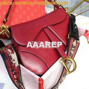 Replica Dior Saddle Bag in Calfskin Red 2