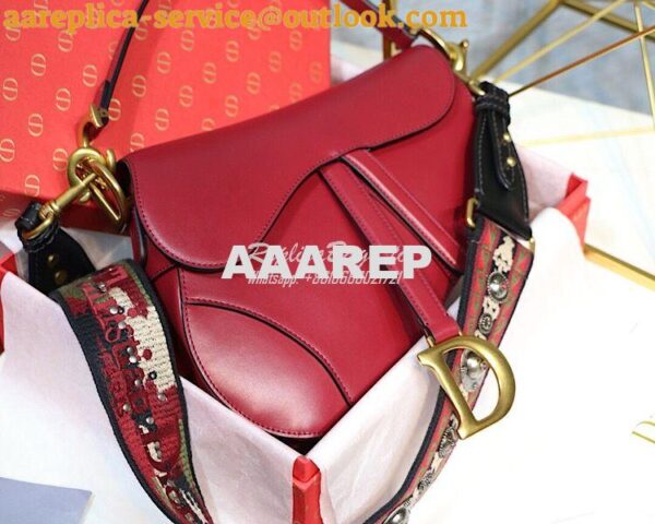 Replica Dior Saddle Bag in Calfskin Red 4