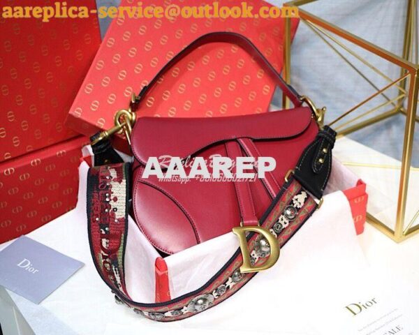 Replica Dior Saddle Bag in Calfskin Red 5