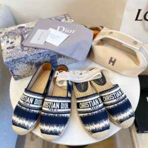 Replica Dior Granville Mule Navy D-Stripes Embroidered Cotton KDB602