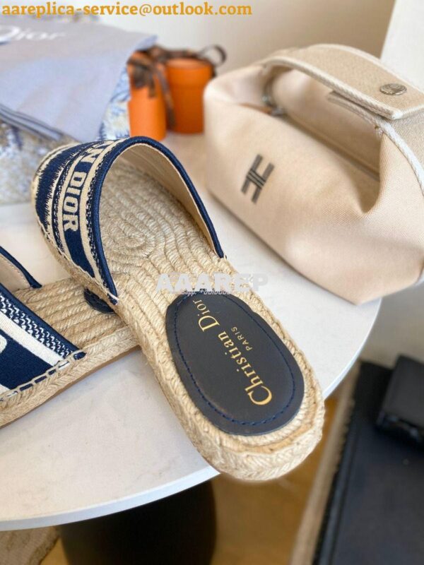 Replica Dior Granville Mule Navy D-Stripes Embroidered Cotton KDB602 9