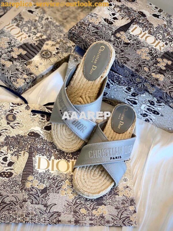 Replica Dior Granville Mule StoneGrey Embroidered Cotton KCQ392 4