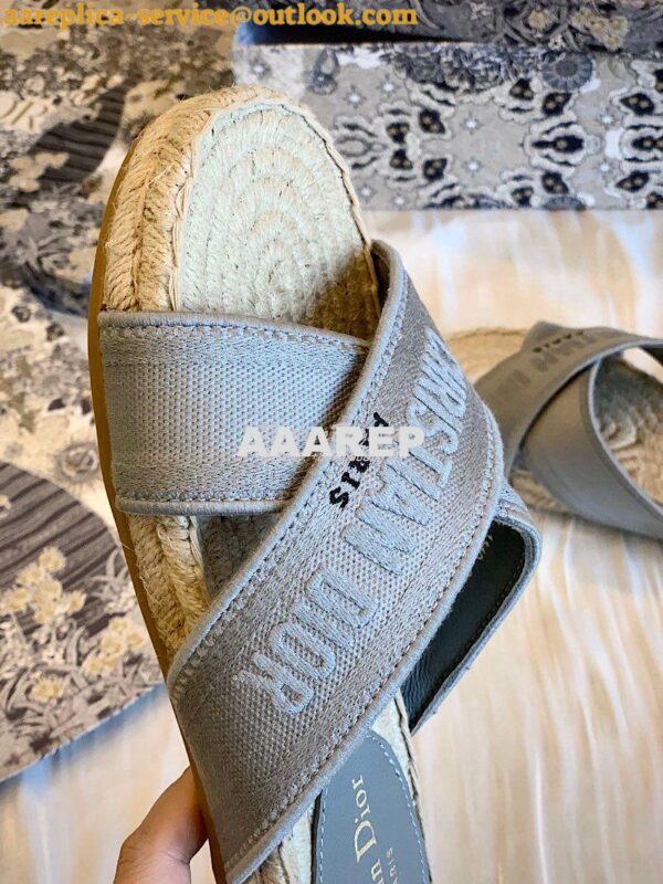 Replica Dior Granville Mule StoneGrey Embroidered Cotton KCQ392 7