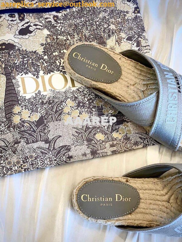 Replica Dior Granville Mule StoneGrey Embroidered Cotton KCQ392 9