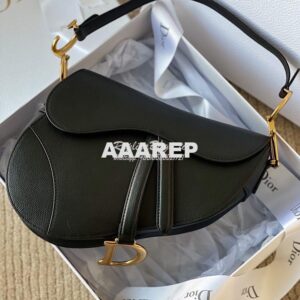 Replica Dior Saddle Bag in Grained Calfskin Black 2