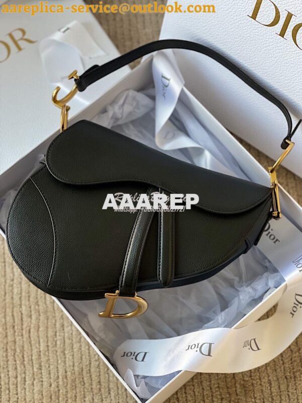 Replica Dior Saddle Bag in Grained Calfskin Black 4