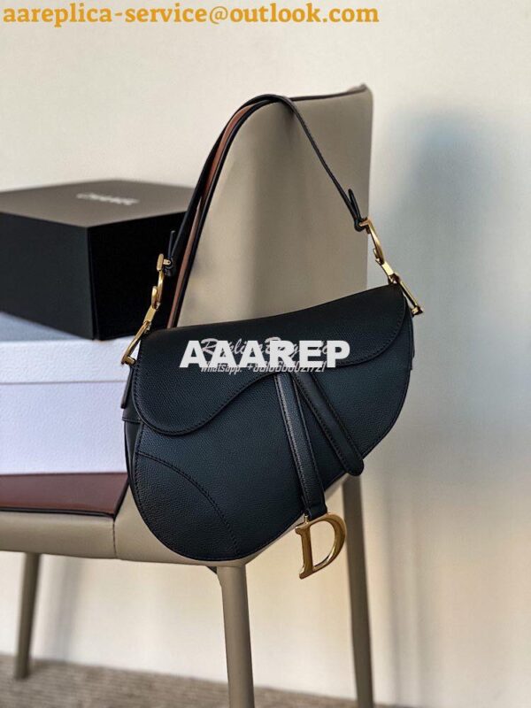 Replica Dior Saddle Bag in Grained Calfskin Black 5