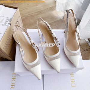 Replica Dior J'adior Slingback White Plumetis Pump KCB567