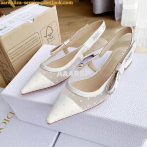 Replica Dior J'adior Slingback White Plumetis Pump KCB567 2