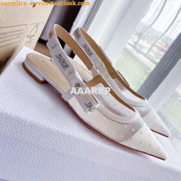 Replica Dior J'adior Slingback White Plumetis Pump KCB567 3