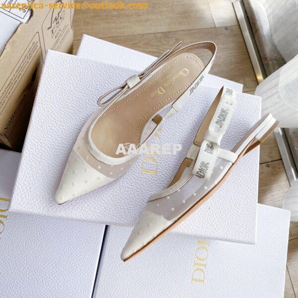 Replica Dior J'adior Slingback White Plumetis Pump KCB567 4