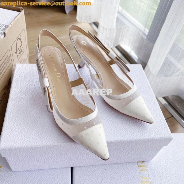 Replica Dior J'adior Slingback White Plumetis Pump KCB567 7