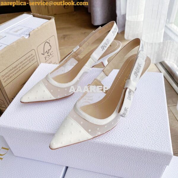 Replica Dior J'adior Slingback White Plumetis Pump KCB567 8