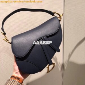 Replica Dior Saddle Bag in Grained Calfskin Blue 2